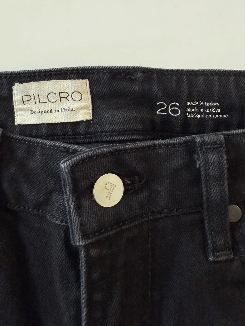 Anthropologie Pilcro Jeans Womens 26 Scotty Black High Rise Straight Cuff Hem